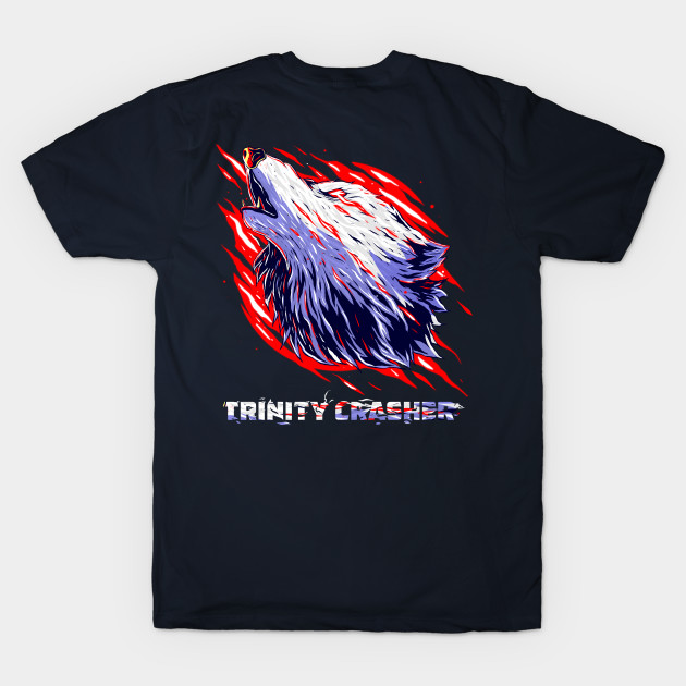 Trinity Crasher Red and white a Cool full Wolf tee by hammerhead555000